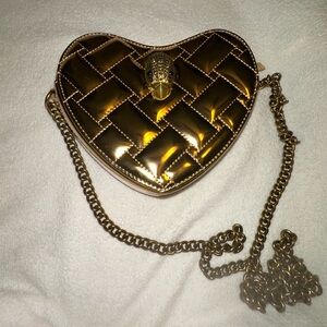 Kurt Geiger Gold Quilted Heart Clutch